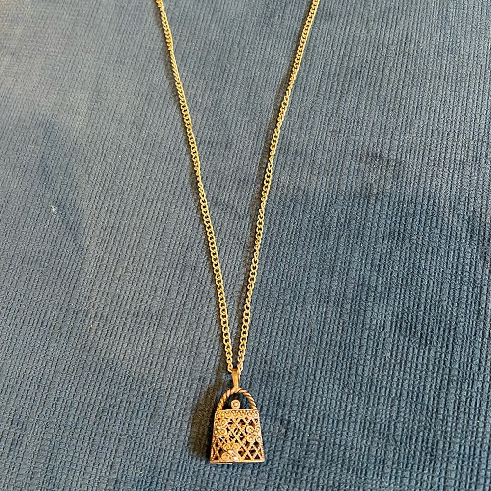 Super cute silver “evening bag” necklace